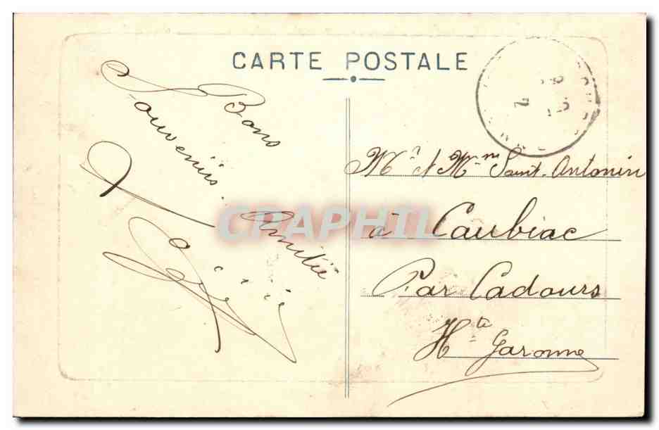 St-Ferréol — La Gerbe d'eau s'élève à 25 m. de haut dans un beau Parc — Edition Moderne J. F. M. E. G. — Verso