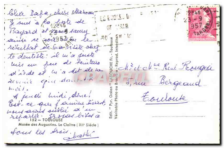 Toulouse - Musee des Augustins - Le Cloitre - CPA  — Verso