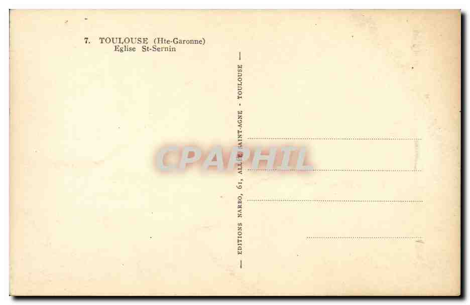 Toulouse - Cathedrale St Sernin - CPA  — Verso