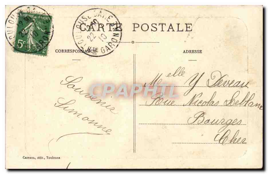 Toulouse — Hôtel de Pierre (Rue de la Dalbade) — Cazeaux, édit., Toulouse — Verso
