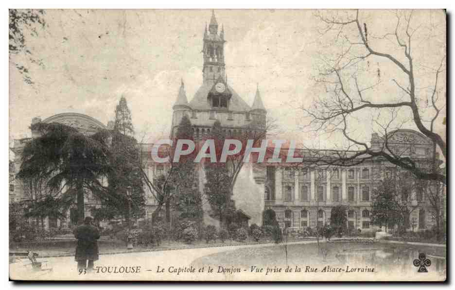 Toulouse - Le Capitole et le Donjon - Vue prise de la rue d'Alsace Lorraine - CPA 