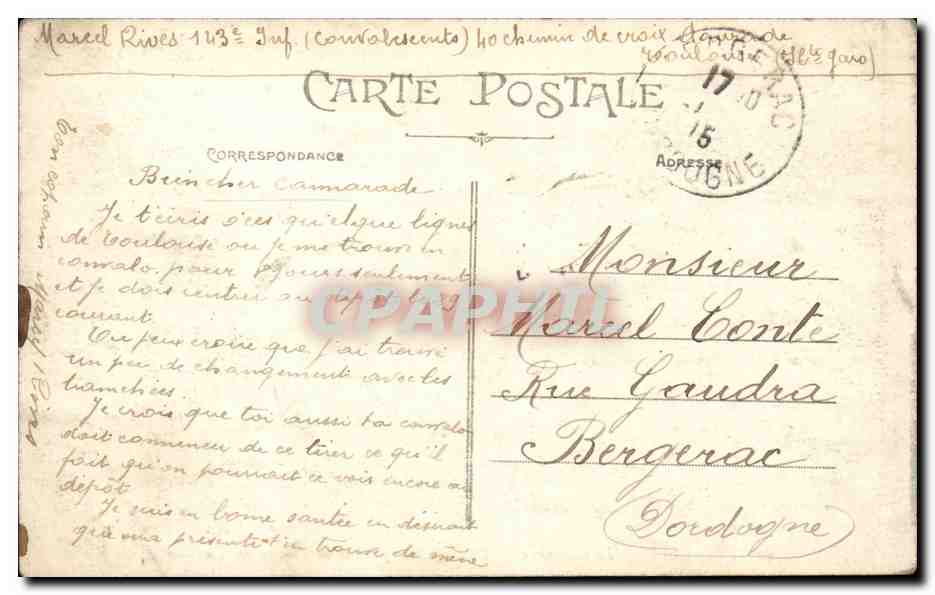 Toulouse - Le Capitole et le Donjon - Vue prise de la rue d'Alsace Lorraine - CPA  — Verso