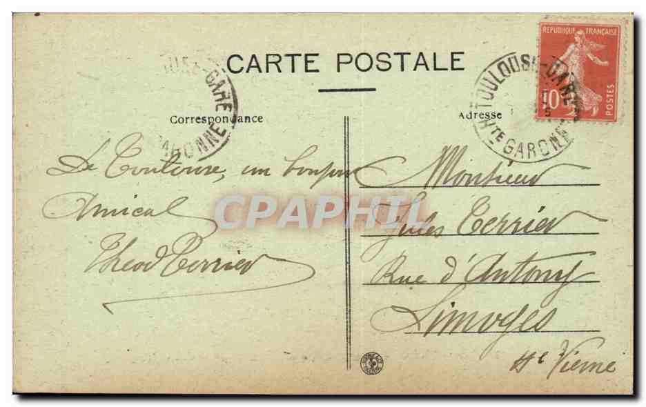 Toulouse — Le Jardin des Plantes — Allée Principale — L. M. — n°86 — Verso
