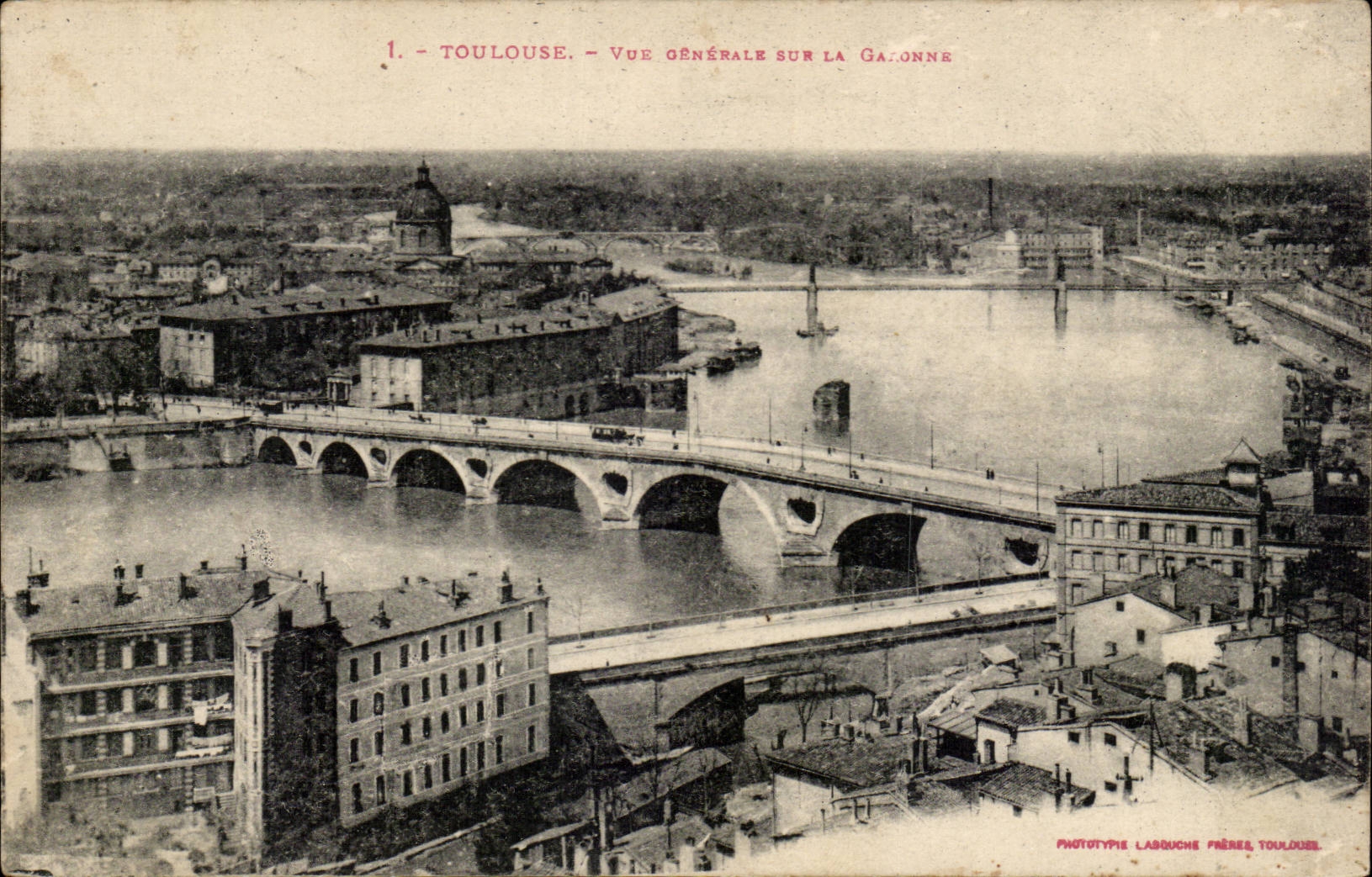 Toulouse — Vue générale sur la Garonne — Phototype Labruche Frères, Toulouse