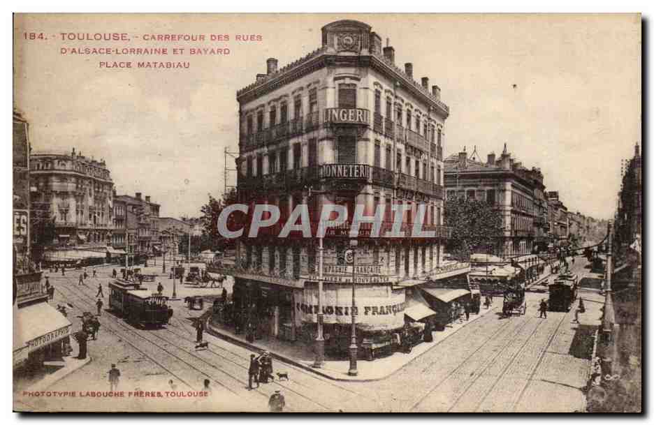 Toulouse - Carrefour des rues d'Alsace-Lorraine et Bayard, Place Matabiau — Phototypie Labouche Frères, Toulouse