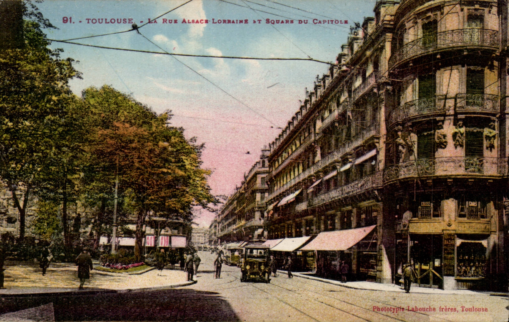 Toulouse - La Rue d'Alsace Lorraine et du Square du Capitole - CPA 