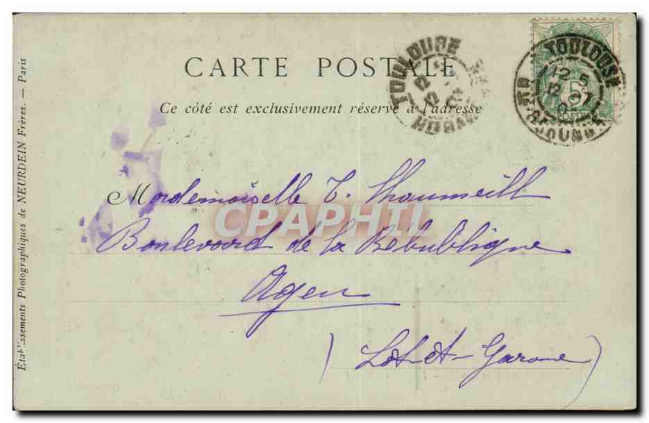 Toulouse - Le Jardin Royal - CPA  — Rückseite