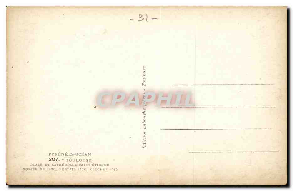 Toulouse - Place et Cathedrale St Etienne - CPA  — Verso