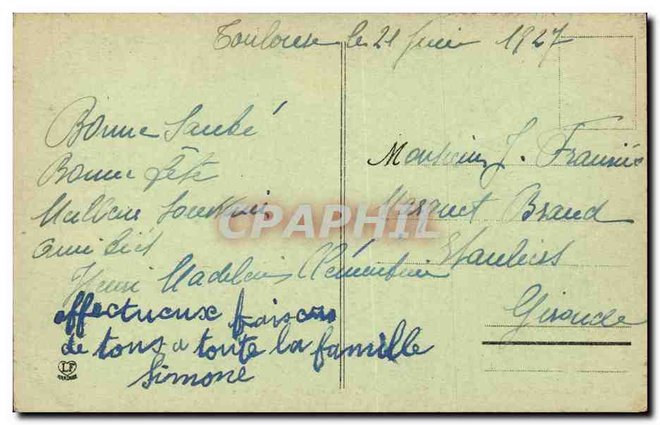 Toulouse - Entrée principale du Grand Rond — Phototype Labouvue Frères, Toulouse, n°29 — Verso