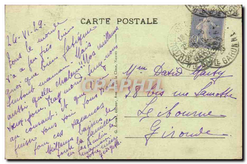 Toulouse — Cour intérieure de l'Hôtel de Pierre — Rue de la Dalbade — G. Ariano, éditeur, n° 100 — Verso