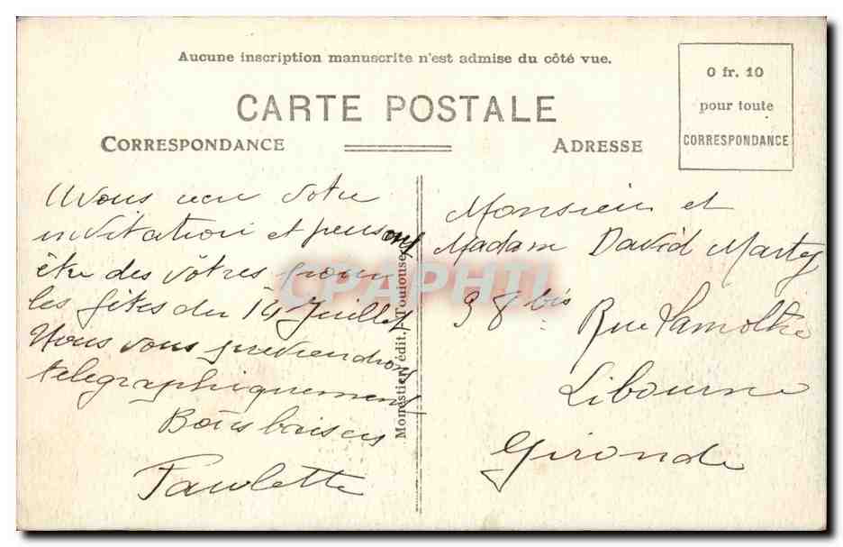 Toulouse - Avenue Jean-Jaurès — vue de la Comédie — L. M. — Verso