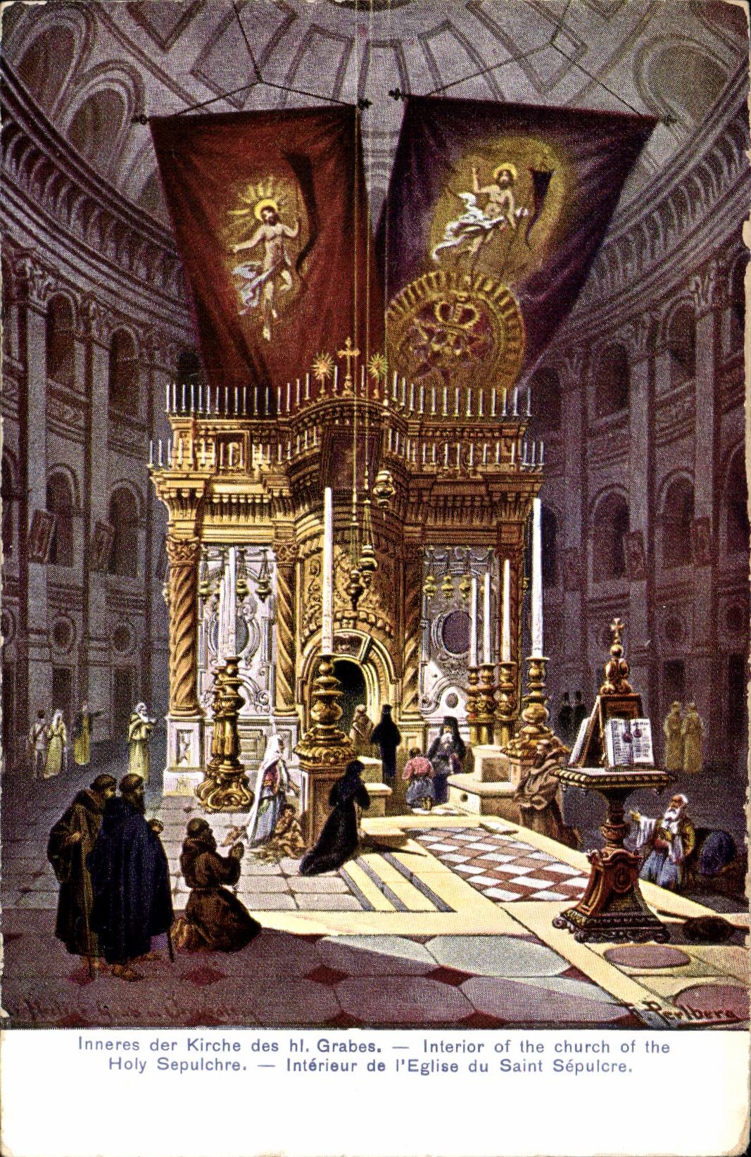Intérieur de l'Église du Saint-Sépulcre — Paléstine — éditeur AGI, série 209, n° 10