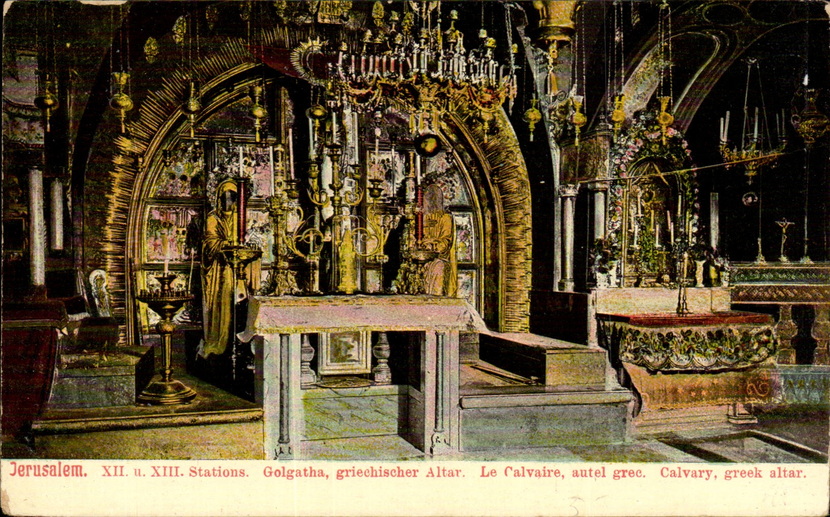Israel - Jerusalem - Golgatha griechischer Altar - Le Calvaire autel grec - Calvary Greek Altar CPA 