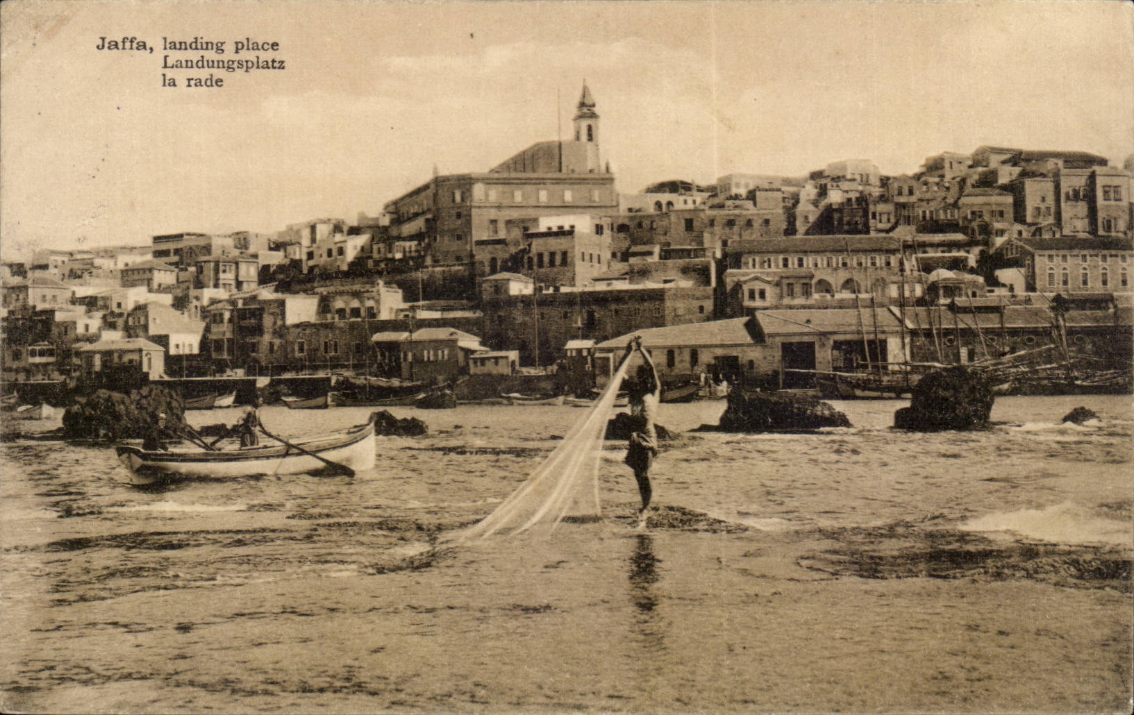 Israel - Jaffa - Landing Place - La Rade - bateau - boat CPA 