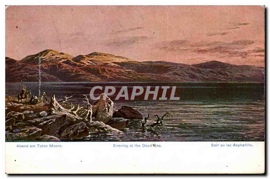 Soir au lac Asphaltite — Evening at the Dead Sea — Palästina, Série 709, No. 4
