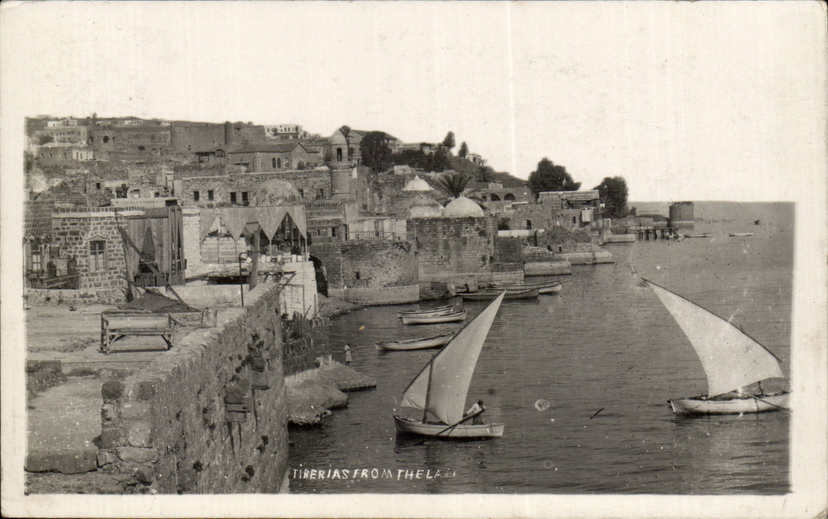 Israel - Tiberias from the Lake - boat - bateau - CPA 