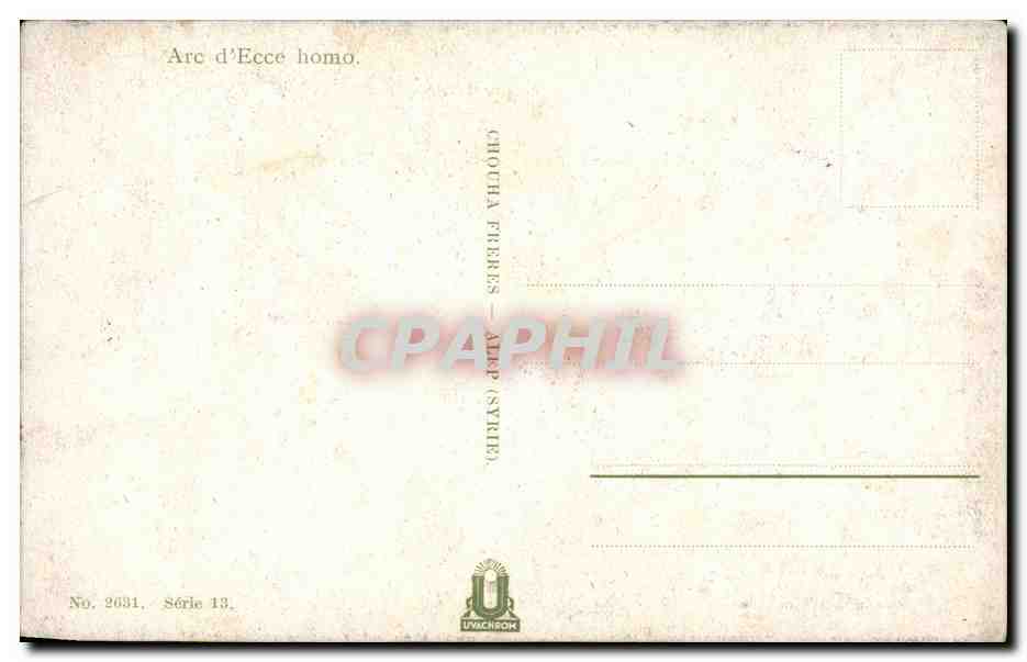 Israel - Jerusalem - Arc d'Ecce homo - CPA  — Rückseite