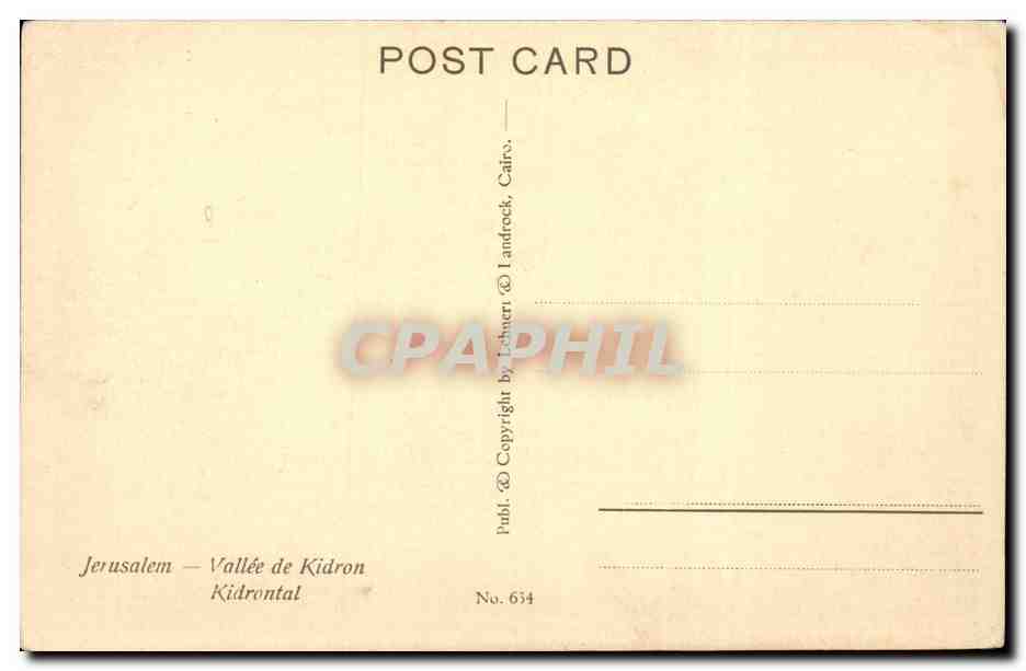 Israel - Jerusalem - Valley of Kidron CPA  — Rückseite