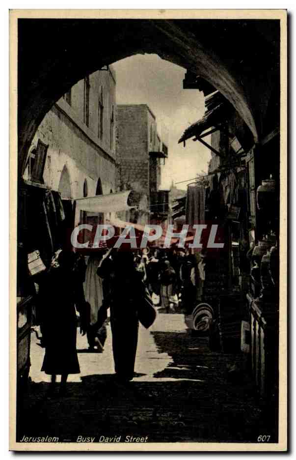 Israel - Jerusalem - Busy David Street - CPA 