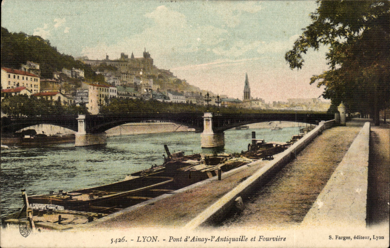 Lyon - Pont d'Ainay l'Antiquaille et Fourviere - CPA 