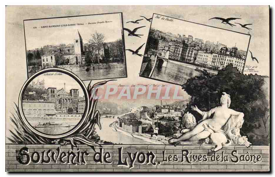 Lyon - Souvenir de Lyon - Les rives de la Saone - CPA 