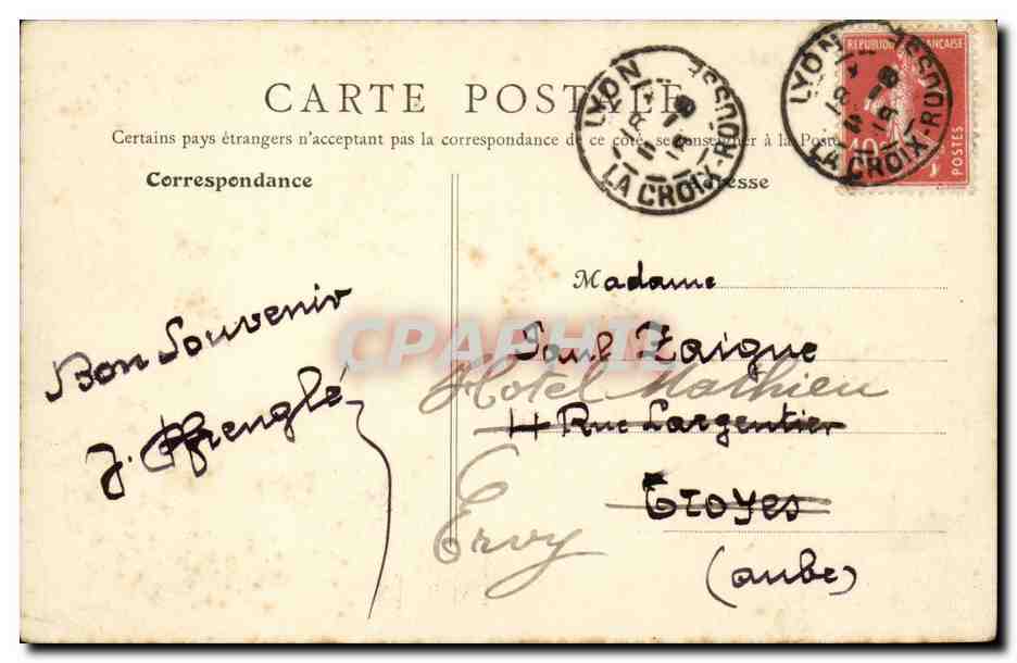 Lyon - Boulevard de la Croix Rousse - CPA  — Rückseite