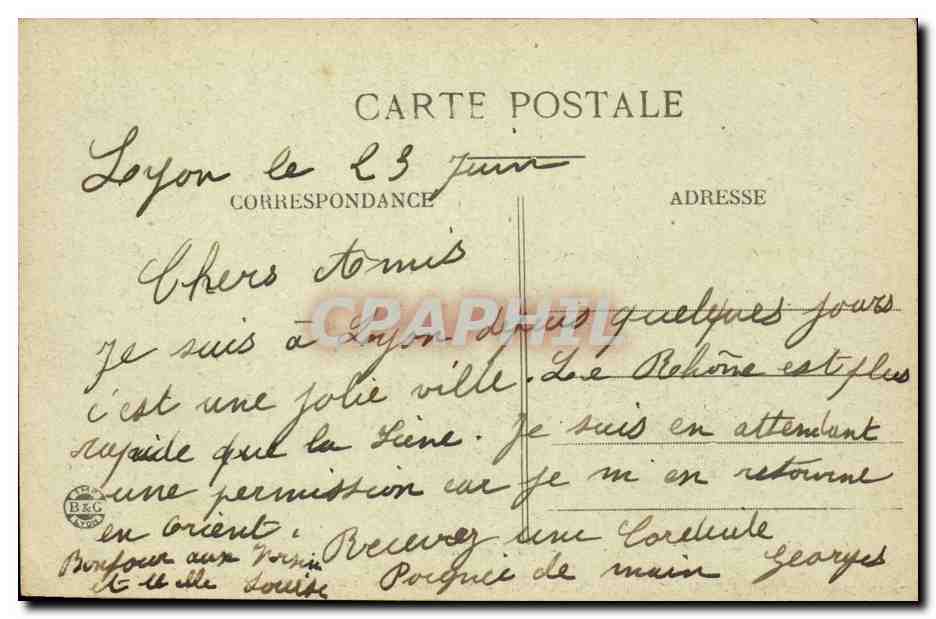 Lyon - Place Tolozan - Statue de Marechal Suchet - CPA  — Verso