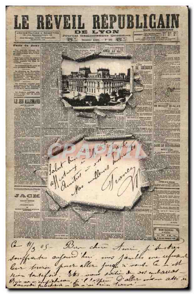 Lyon - Le Reveil Republicain de Lyon - journal - newspaper - CPA 