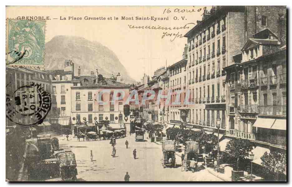 Grenoble - La Place Grenette et le Mont Saint Eynard - CPA 