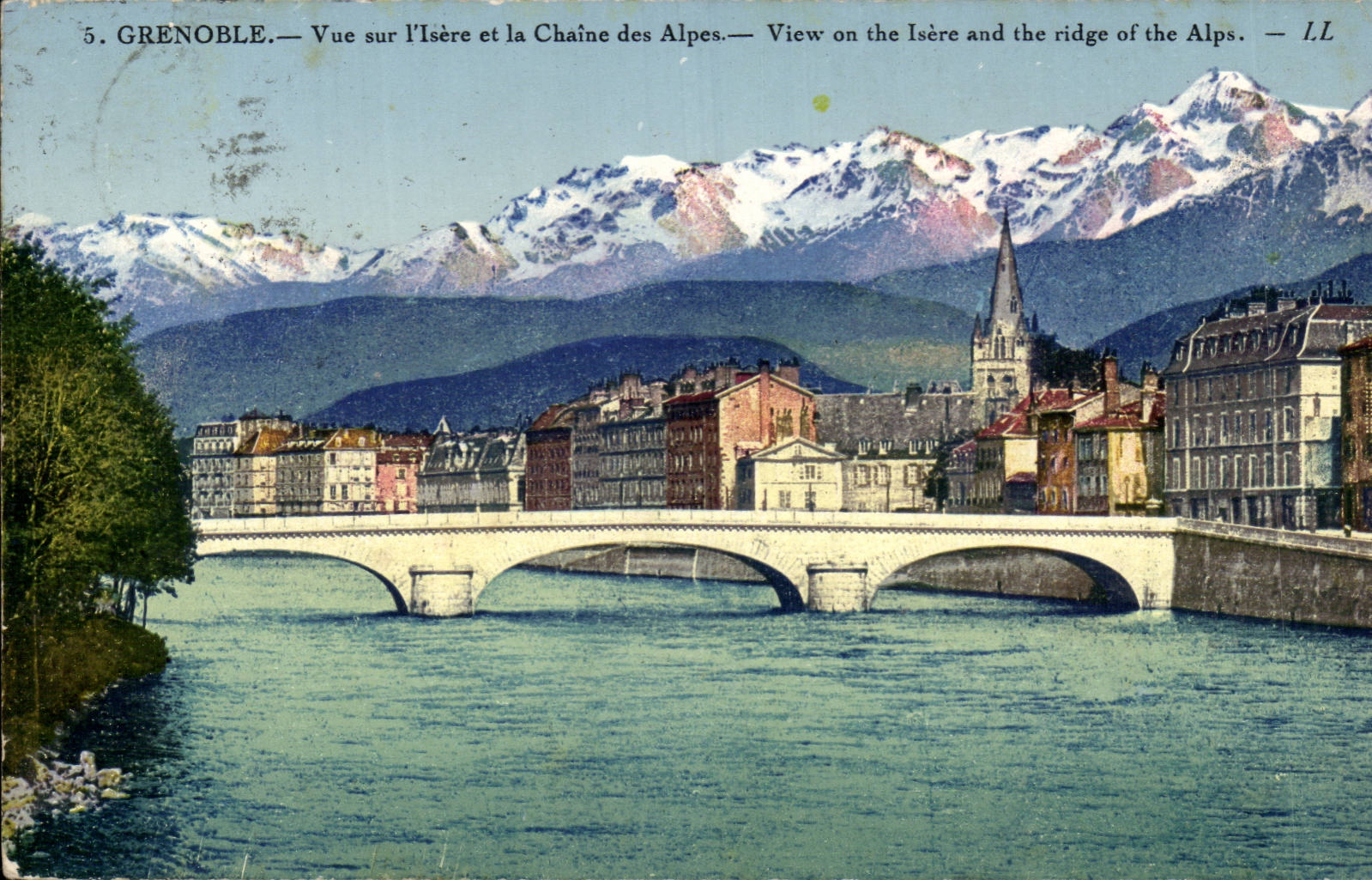Grenoble - Vue sur l'Isere et la Chaine des Alpes - CPA 