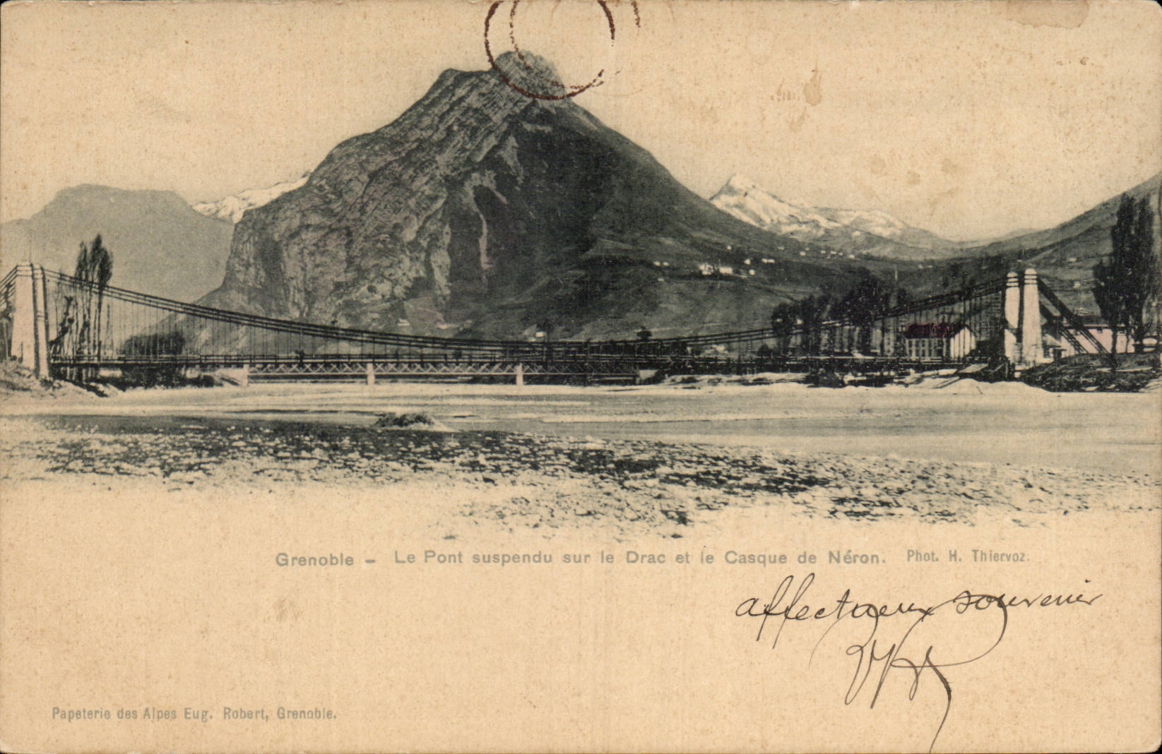 Grenoble - Le Pont Suspendu sur le Drac et le Casque de Neron - CPA 