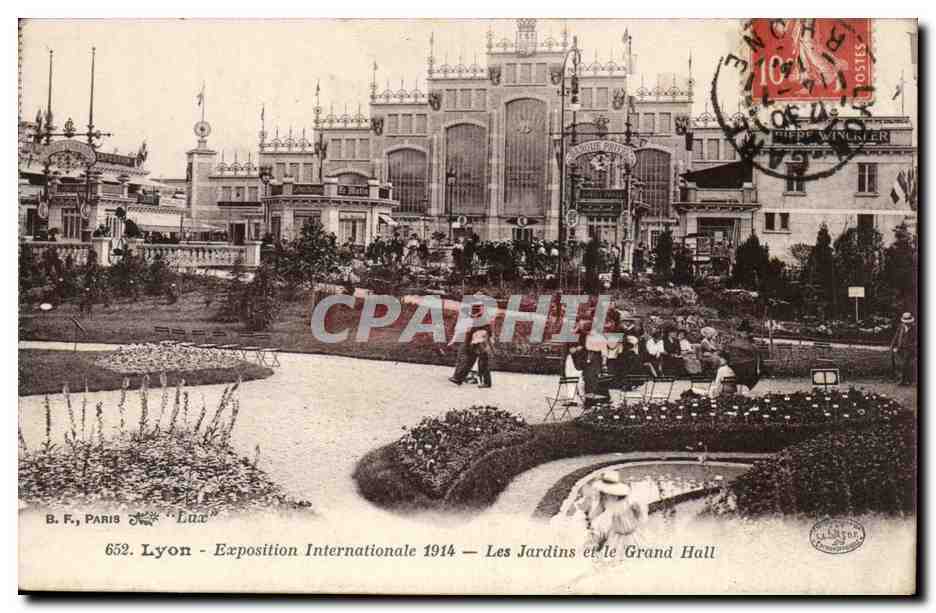 Lyon - Exposition Internationale 1914 - Les Jardins et le Grand Halle - CPA 