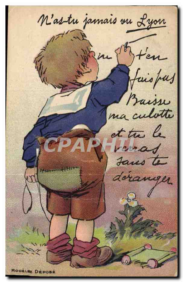 CARTE SYSTEME Lyon - N'as - tu jamais vu Lyon? - Souvenir - gosse CPA 