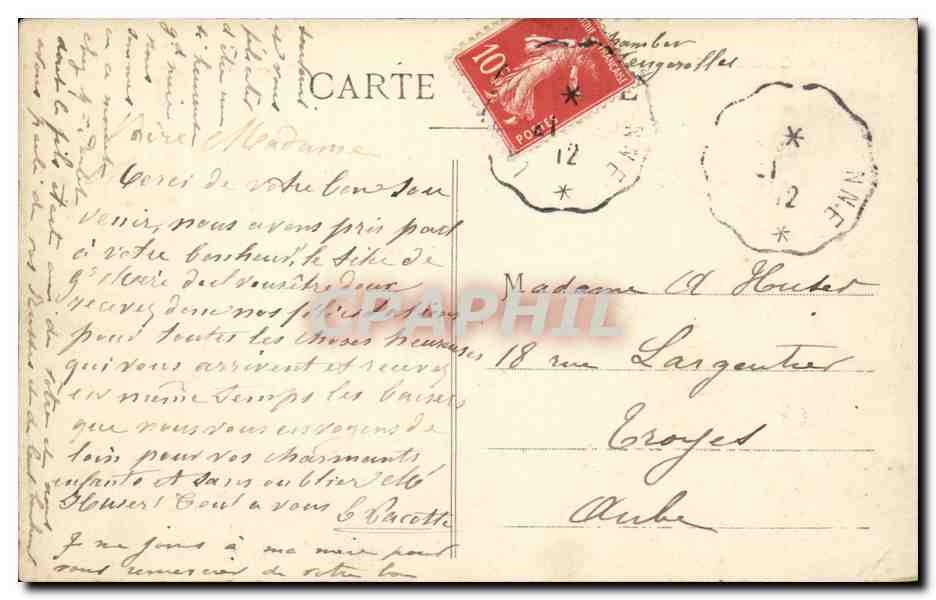 Le Chambon-Feugerolles (Loire) — Vue générale de l'Usine Claudinon — éditeur non identifié, n° de série non visible — Verso