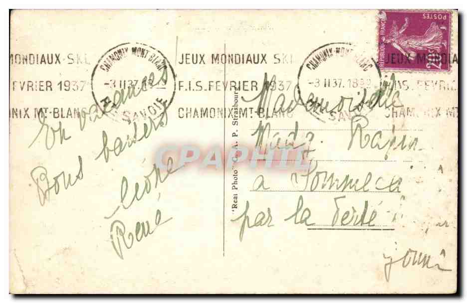 Chamonix - Mont Blanc en Hiver - Bords de L'Arve CPA  — Verso