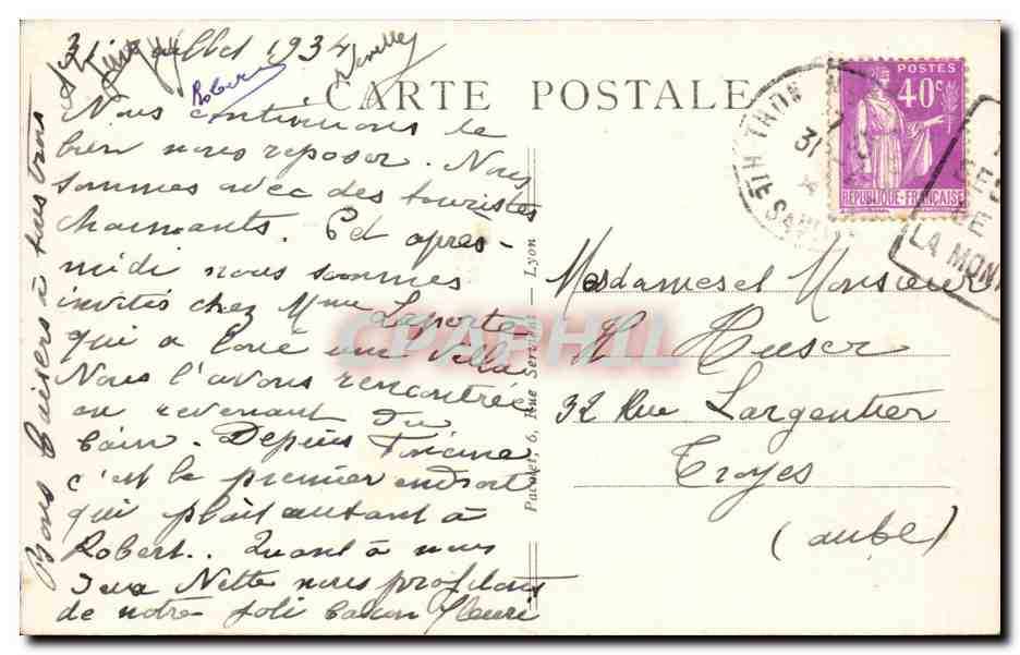 Thonon-les-Bains — Départ d'un bateau — P.L. n°30 — Verso