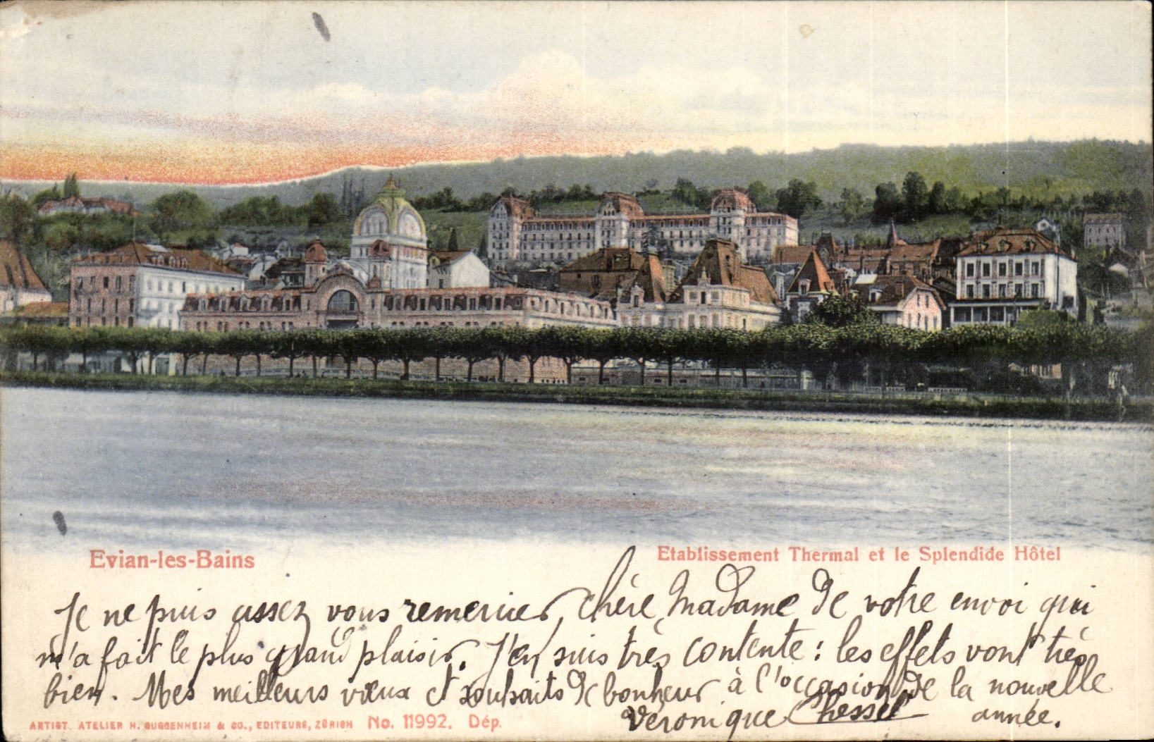 Evian-les-Bains — Établissement Thermal et le Splendide Hôtel — Atelier H. Rubbenheim & Co., Zürich, No 11992