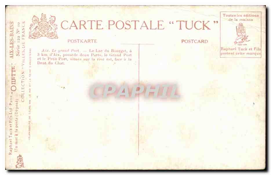 Aix les Bains - Le Grand Port - Voilier - saiboat - bateau - CPA  — Verso