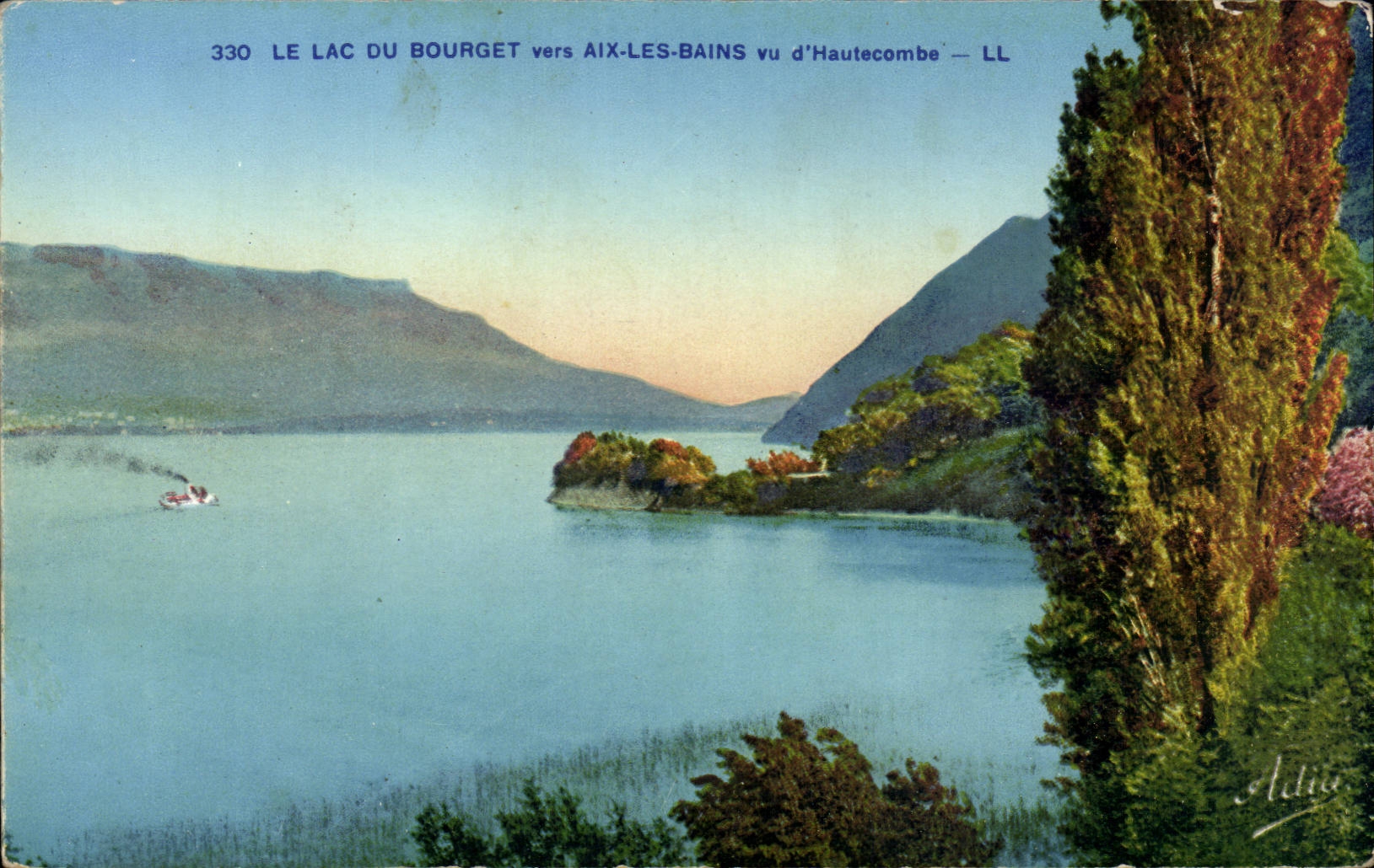 Le Lac du Bourget vers Aix-les-Bains vu d'Hautecombe — LL