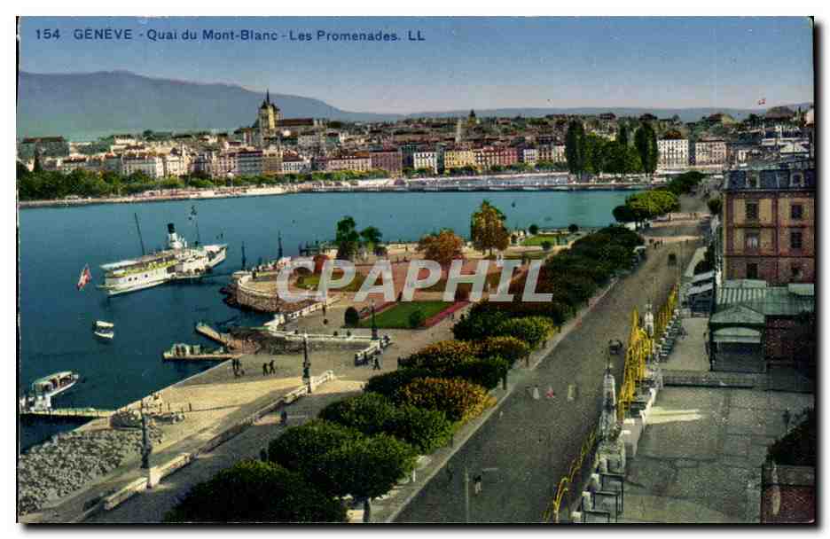 Geneve - -Quia du Mont Blanc - Les Promenades CPA 