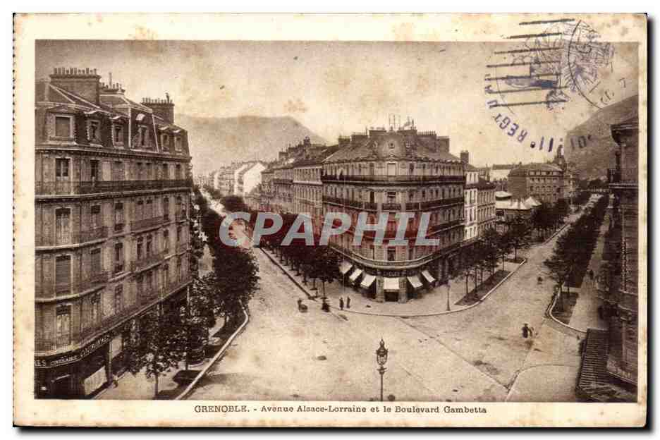 Grenoble - Avenue Alsace Lorraine et le Boulevard Gambetta CPA 