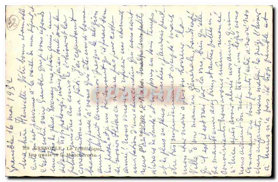 Grenoble - Le Telepherique - Les Quais de la Moucherotte - CPA  — Verso