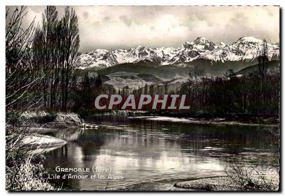 Grenoble (Isère) — L'île d'Amour et les Alpes — Ed. La Cigogne