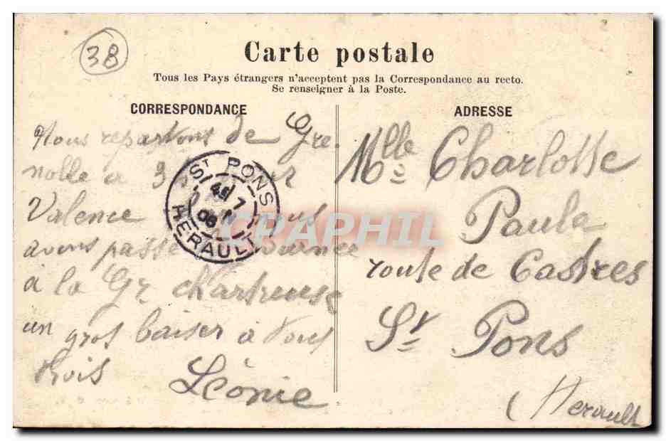 Grenoble - La Place Grenette et le Mont St Eynard CPA  — Verso