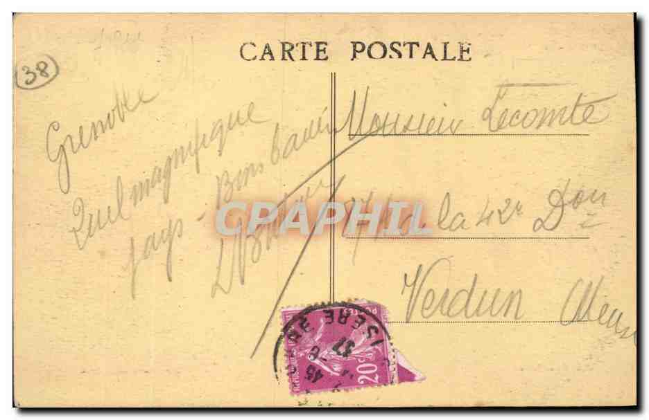 Grenoble - L'Isère - Le Pont suspendu et le Quai Perrière — Phot. Combier, Acon — Verso