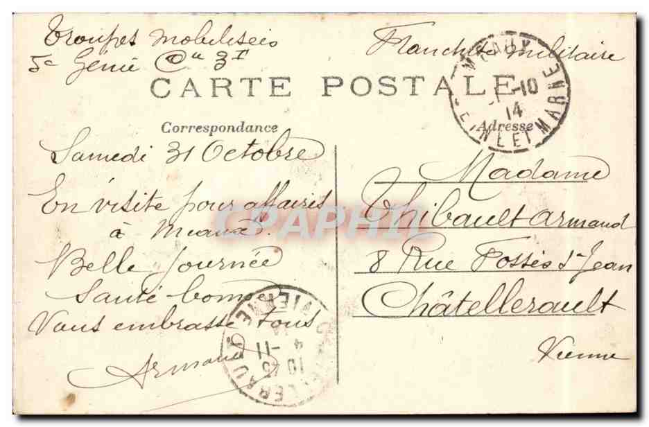 Meaux — Le Vieux Pont détruit par les Anglais en 1914 — Éditeur non identifié, n° 26 — Reverso