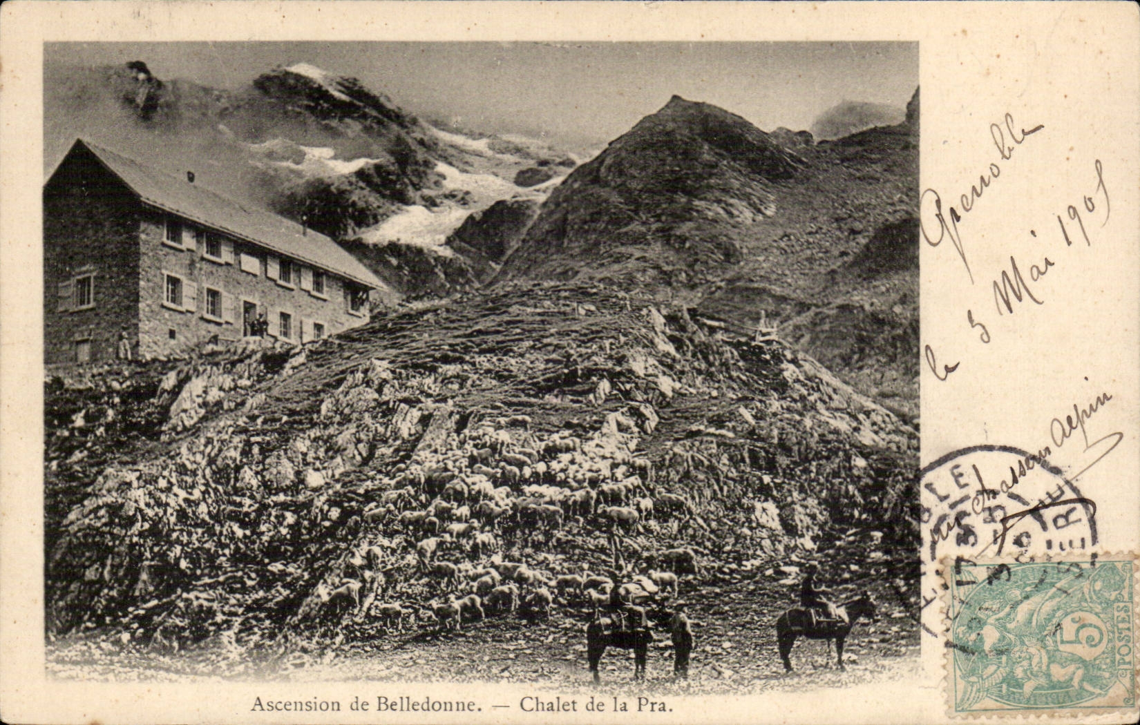 Ascension de Belledonne - Chalet de la Pra - ane - donkey - CPA 