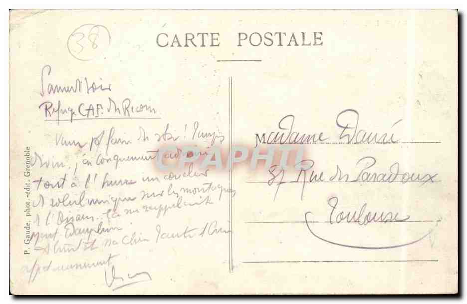 Dauphiné — Massif de Belledonne — Les Trois Pics et le Glacier de Freydanne — P. Gaude, phot. édit. Grenoble — Reverso