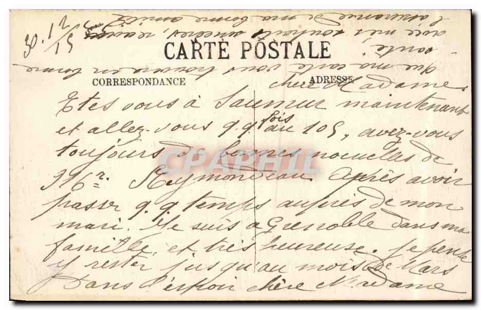 Grenoble CPA Vue generale prise du jardin des Dauphins — Rückseite