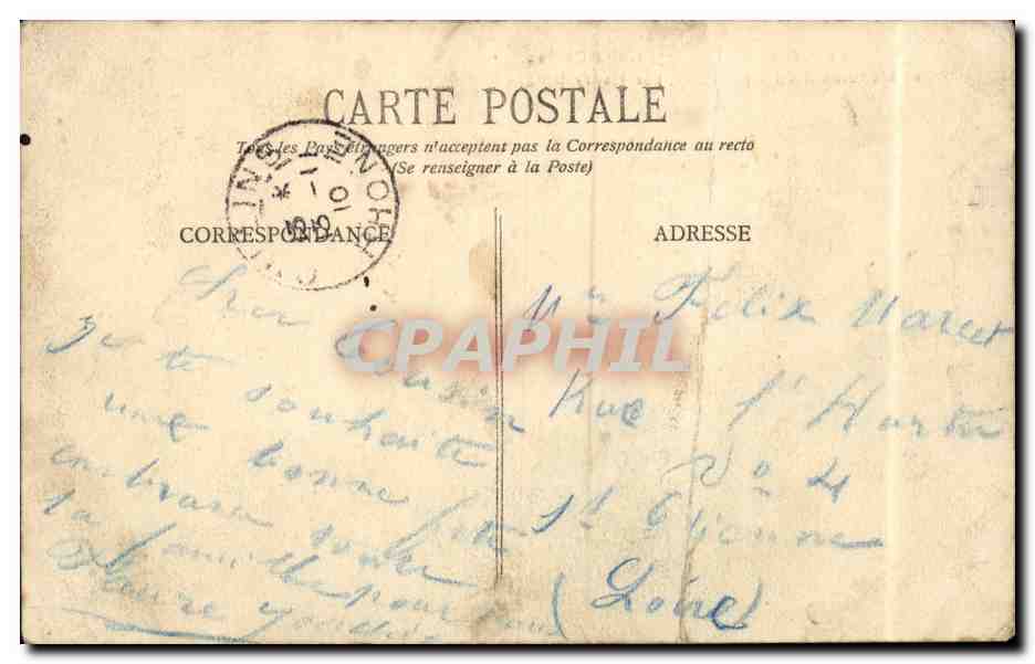 Grenoble Antike Ansichtskarte Place Notre Dame und Gedenkmonument zum Centenar von Henry — Rückseite